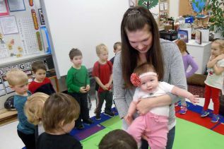 Baby Addie visits Harrowsmith PS as part of the Roots of Empathy program.